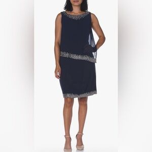 J KARA SLEEVELESS POPOVER COCKTAIL BEADED SIZE 12 DRESS Gray
